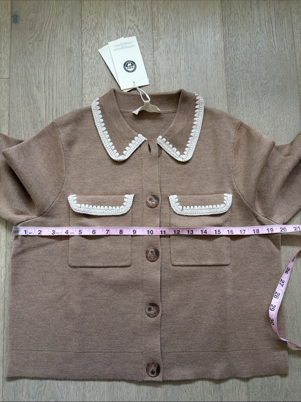 NWT betty cardigan mottled camel vanilla crochet size M sezane - Picture 11 of 14